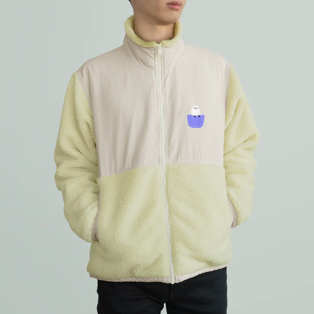 ハナのお店のポケットにシマエナガ Boa Fleece Jacket