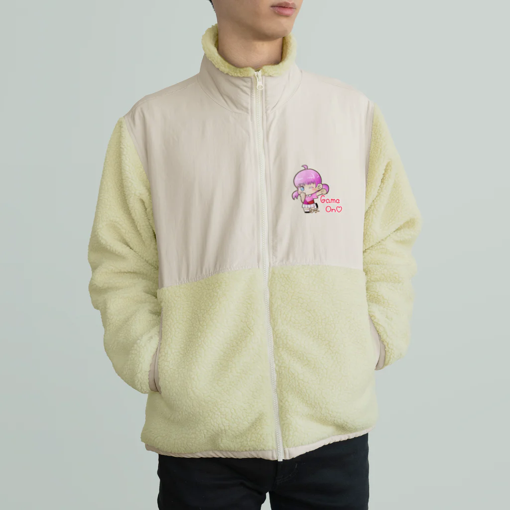 はりねずこのイラストのゲームオン！モモちゃん Boa Fleece Jacket