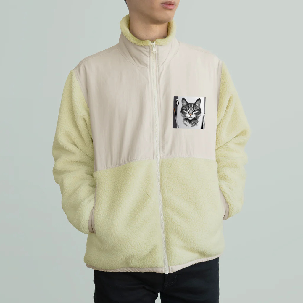 teru8376のイラスト　猫 Boa Fleece Jacket