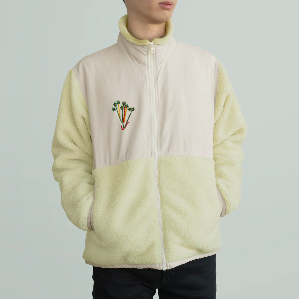 こどもと私の絵や粘土の花瓶に入った星の花 Boa Fleece Jacket