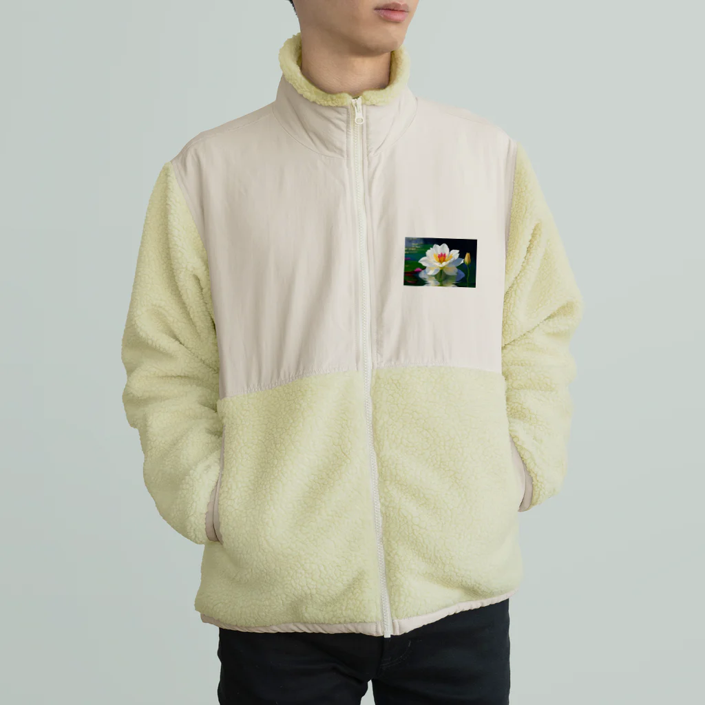 ZZRR12の水辺に咲く純白の花 Boa Fleece Jacket