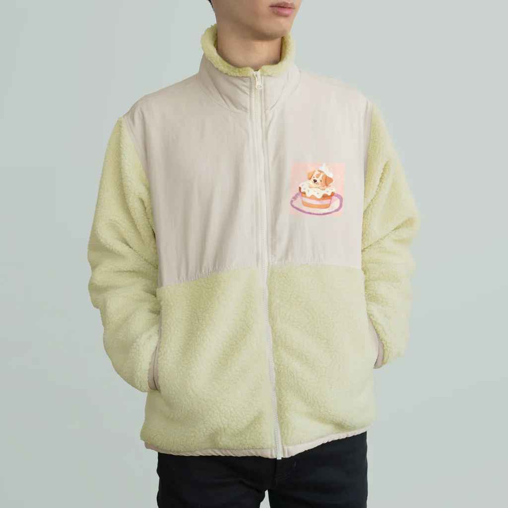 にゃんこぷにのカップケーキわんこ Boa Fleece Jacket