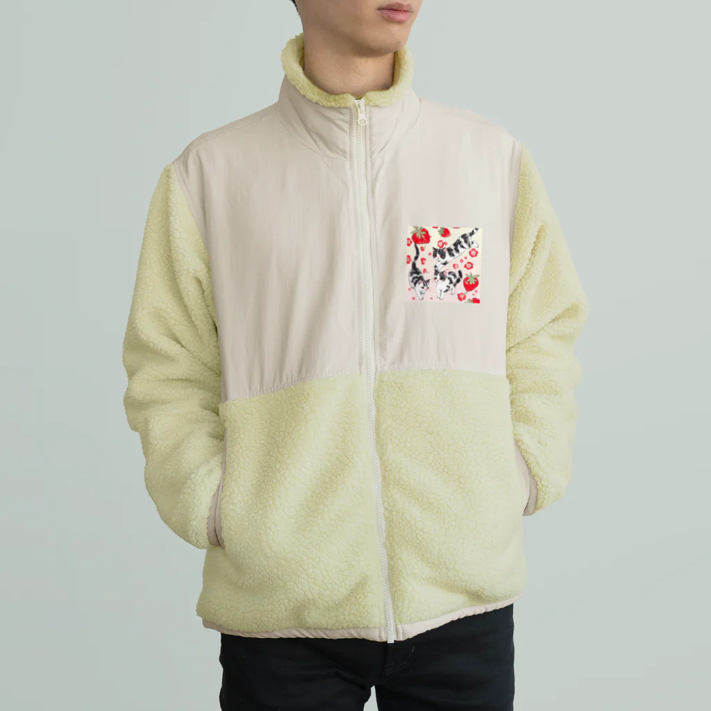 ひとやすみ　らいふのイチゴ猫 Boa Fleece Jacket