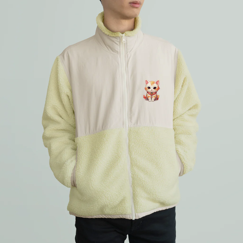 日向ぼっこの縁起猫 Boa Fleece Jacket