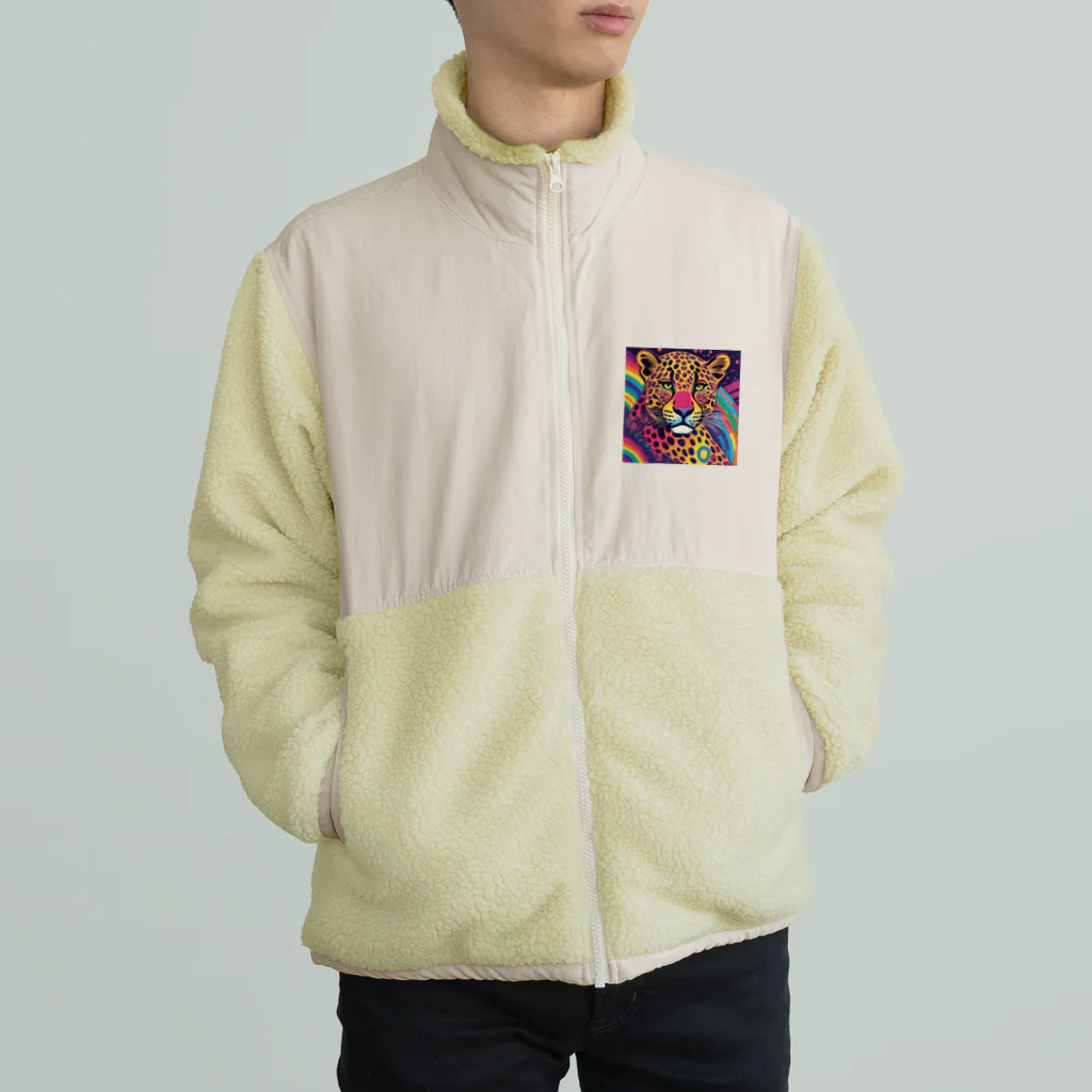 サイケデリックな世界のpsychedelicなヒョウ Boa Fleece Jacket