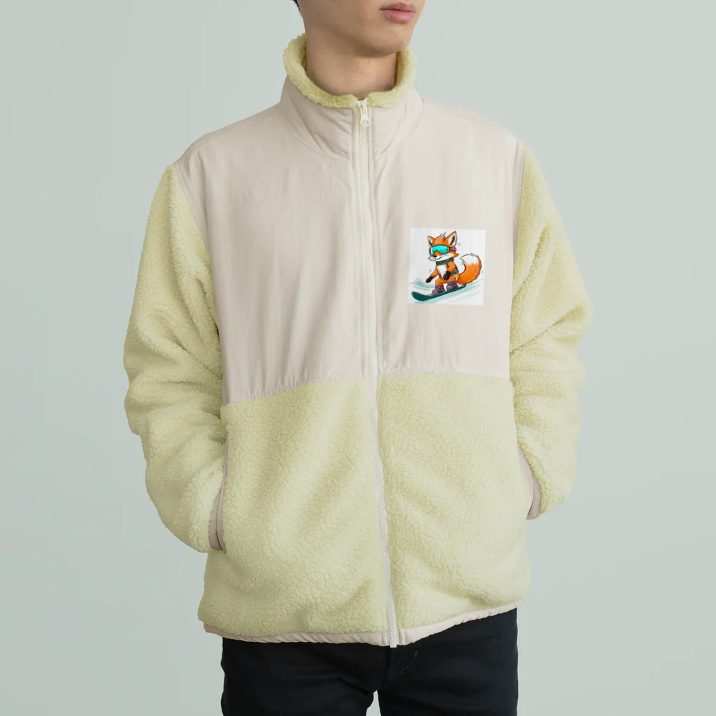 まるアニマル　のスノーボード　キツネ Boa Fleece Jacket