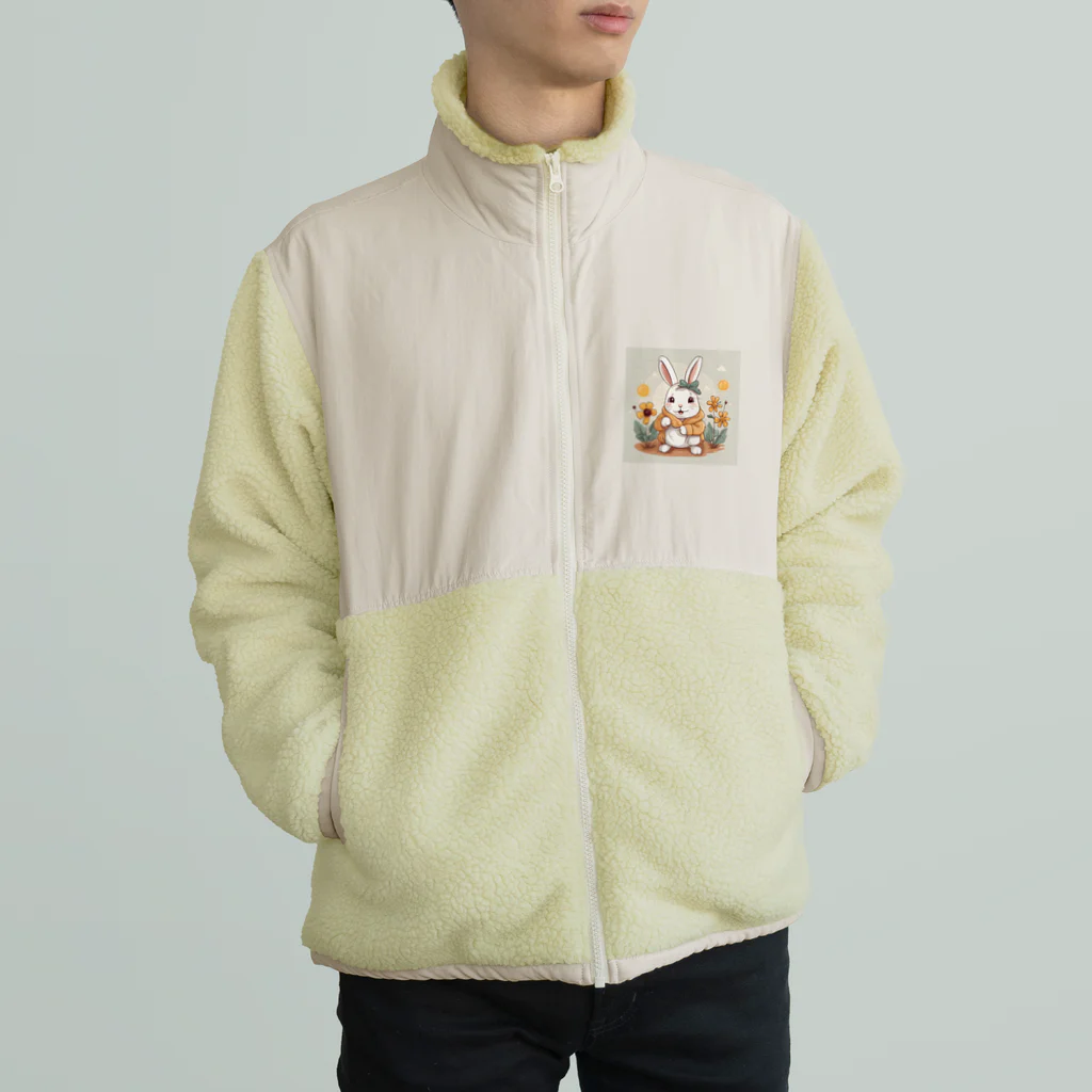 ぷっくりショップの耳が可愛いうさぎちゃん Boa Fleece Jacket