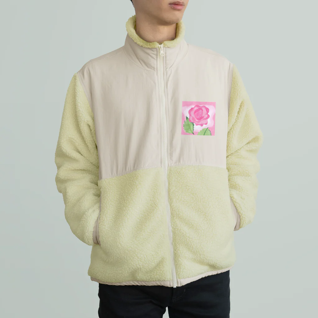 ピンク系水彩画のピンクのバラ Boa Fleece Jacket