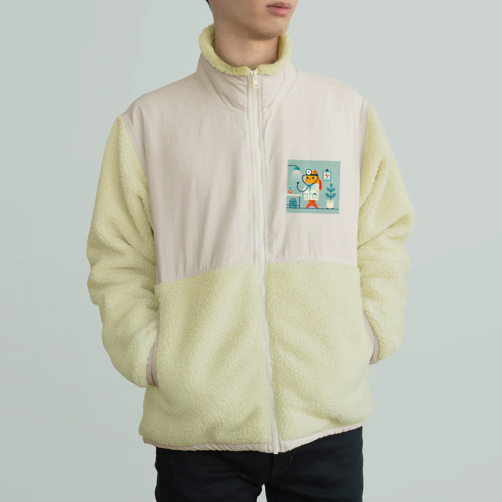 海の幸のドクターフィッシュ医師 Boa Fleece Jacket