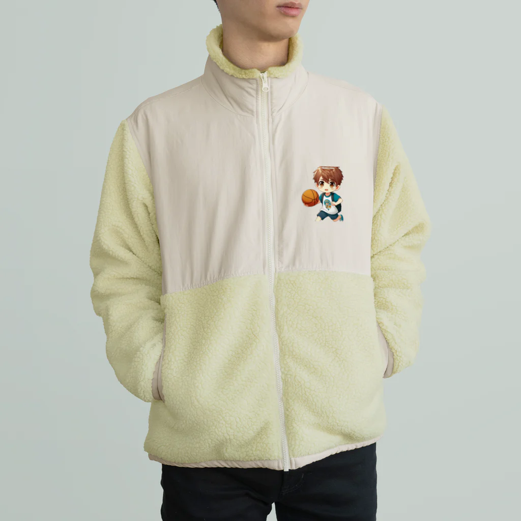 可愛い男の子イラスト販売所　By,keicyanの男の子　中学1年生　バスケットボール部 Boa Fleece Jacket