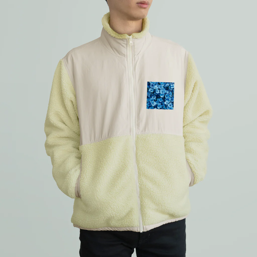 オンラインショップイエローリーフの水色小さな花 Boa Fleece Jacket
