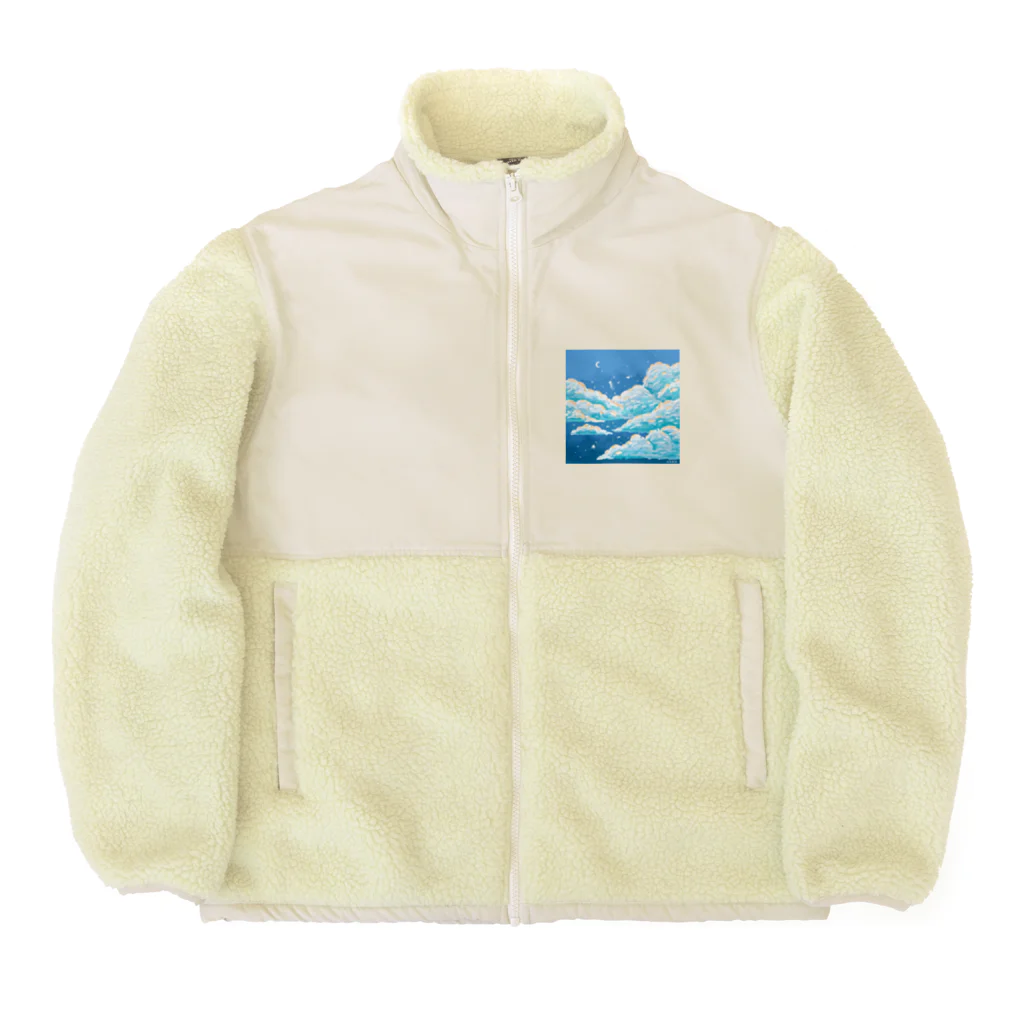 HappyBeachのふわふわ雲と深海クラゲ Boa Fleece Jacket