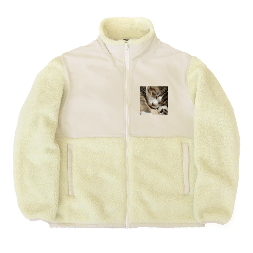 あゆのしおやきの猫(キジシロ) Boa Fleece Jacket