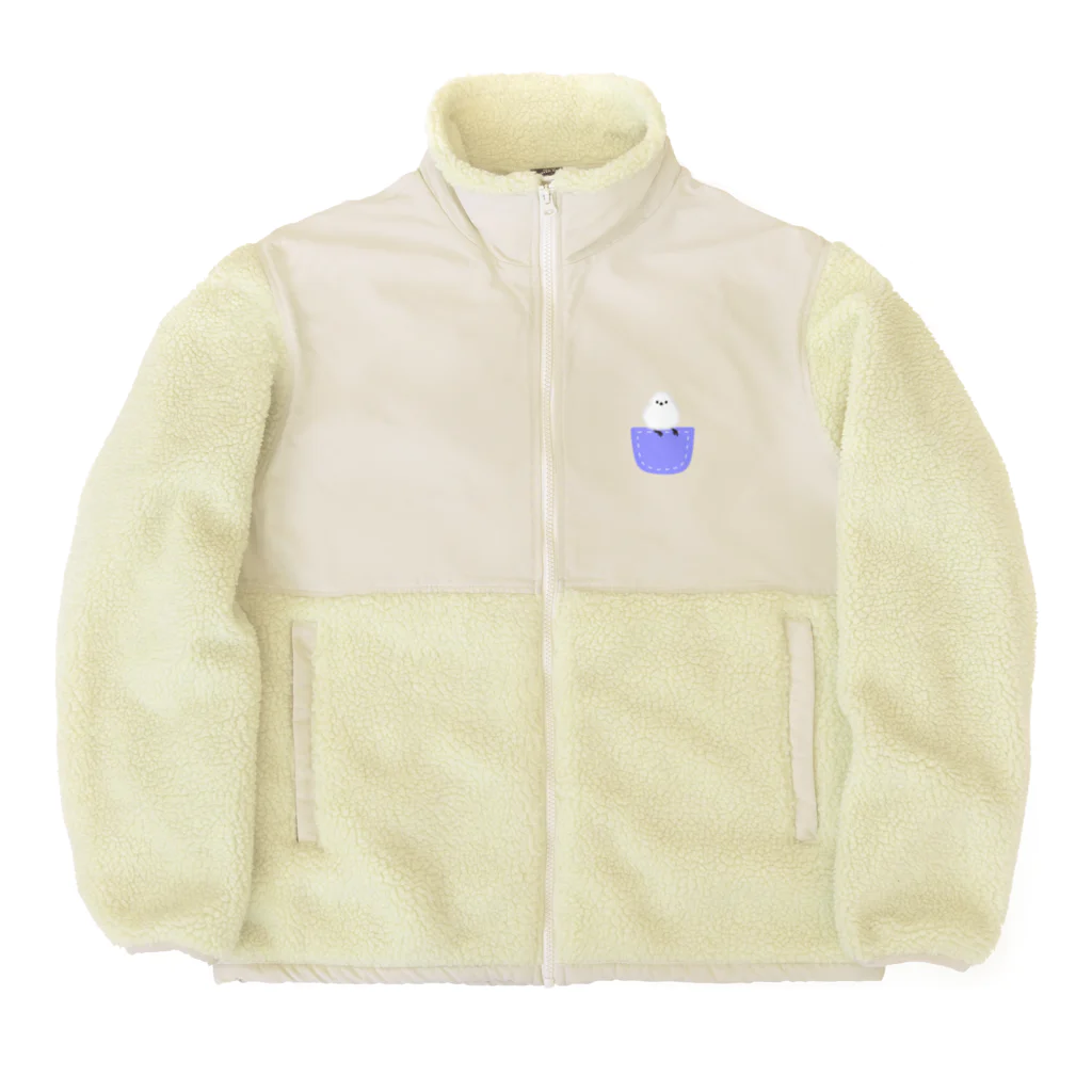 ハナのお店のポケットにシマエナガ Boa Fleece Jacket