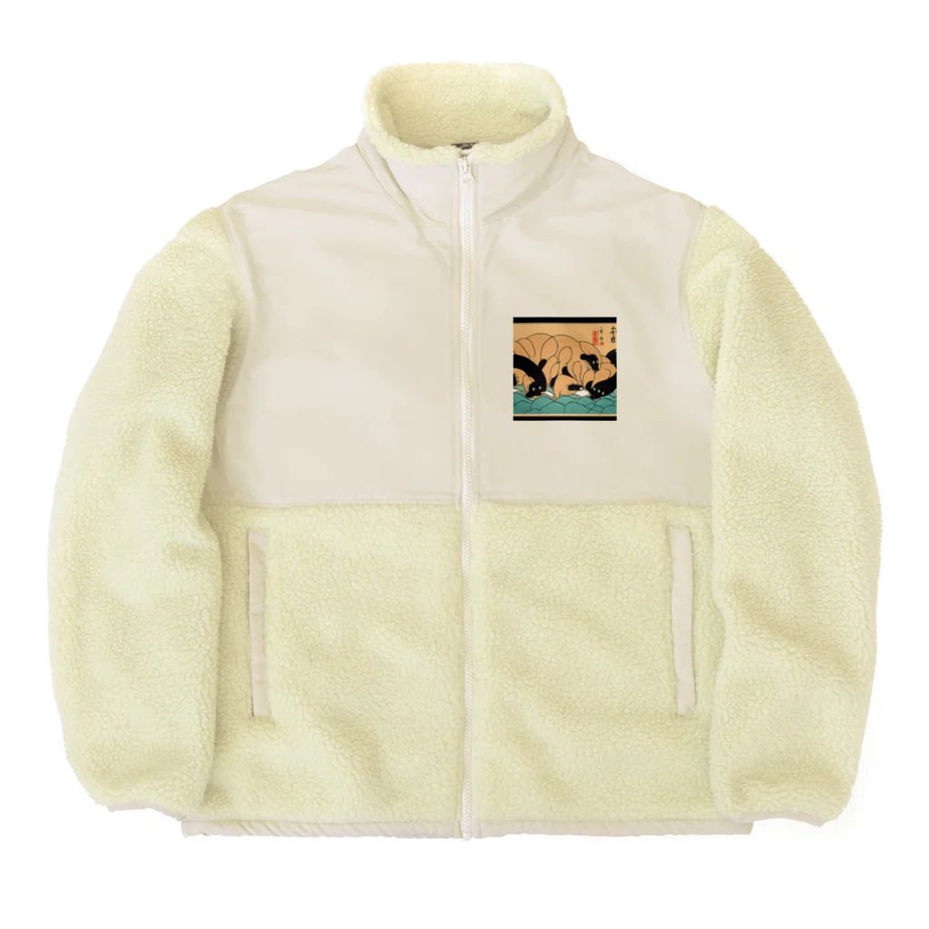 KANEKOの浮世絵風ビーバーズ Boa Fleece Jacket