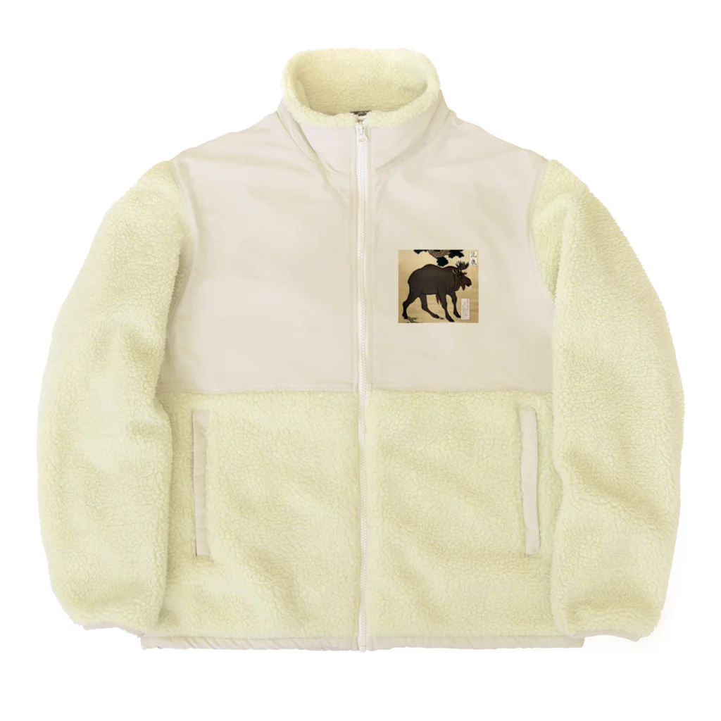 奇声の浮世絵ヘラジカ Boa Fleece Jacket