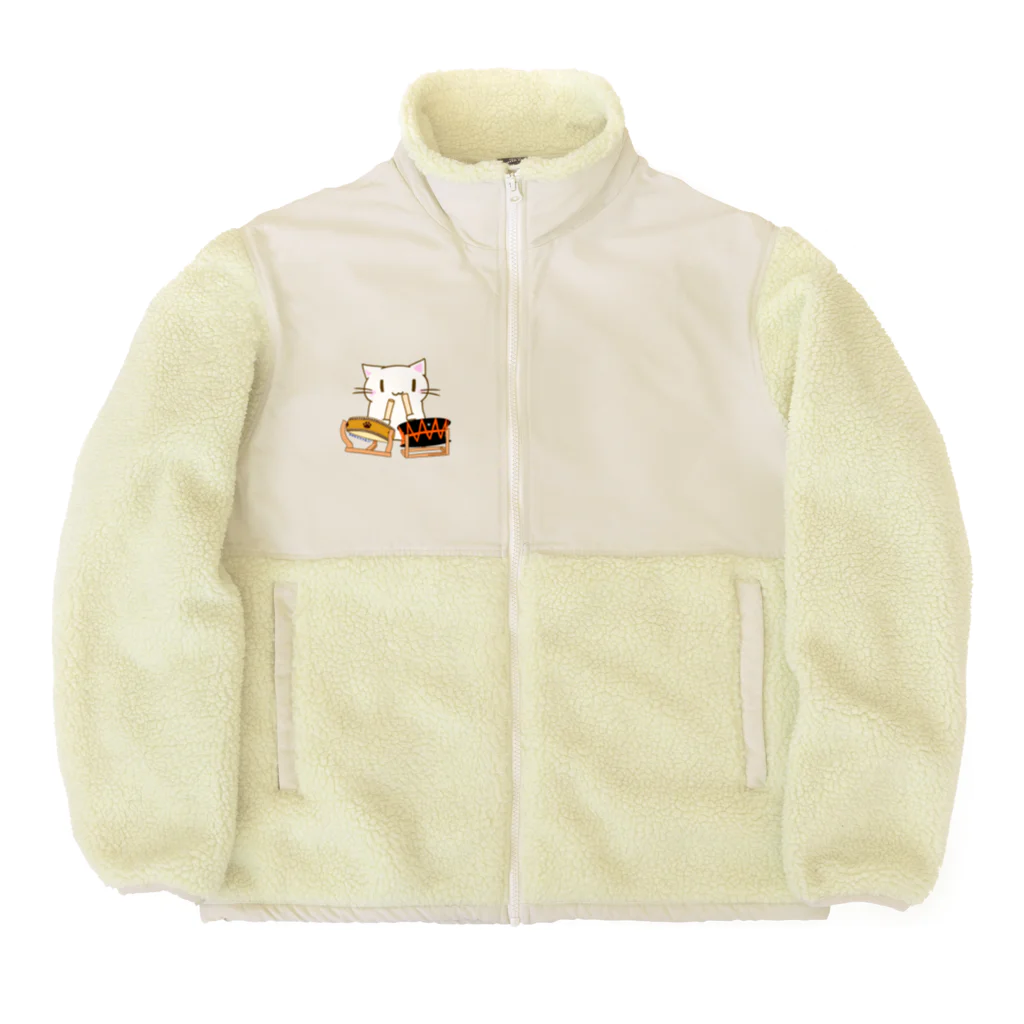 絵娯クリエイトのひのもとにゃんこ®️ 太鼓 / 雪ちゃん Boa Fleece Jacket