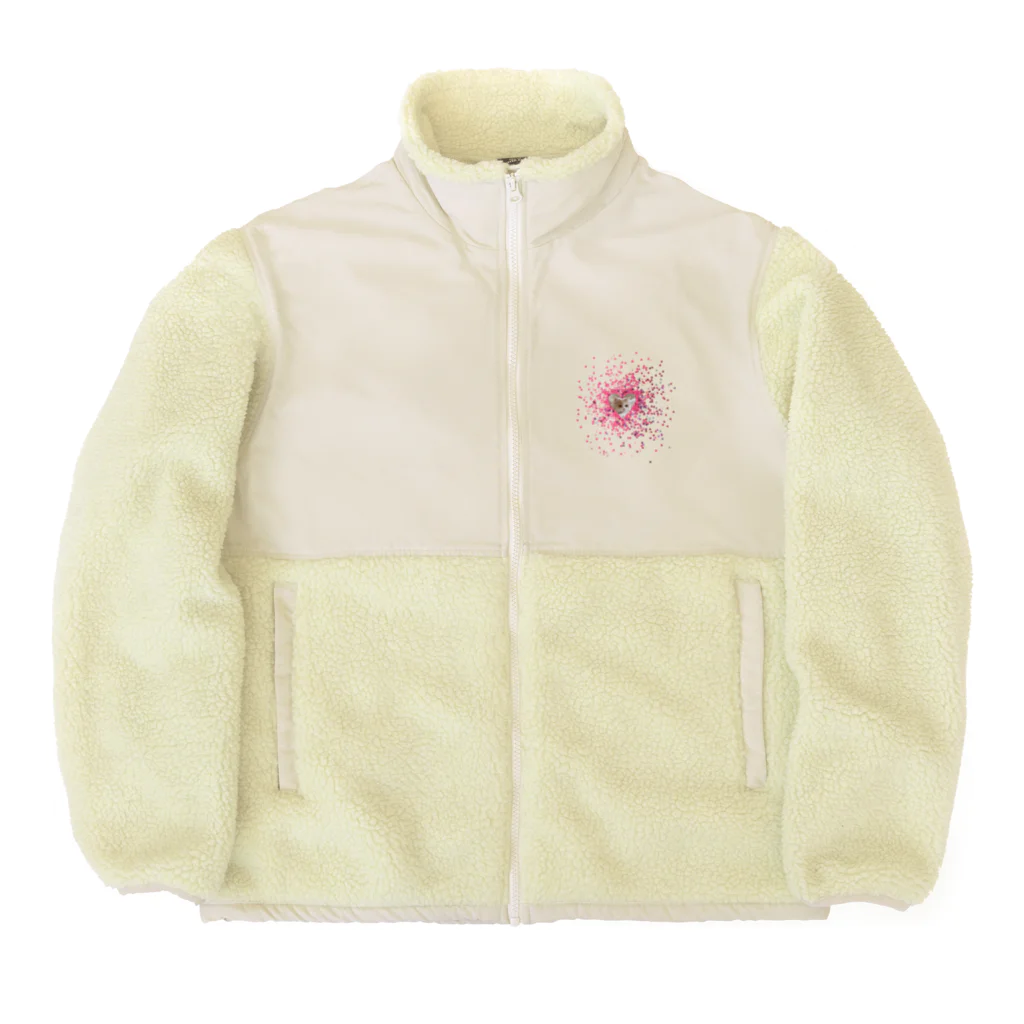 キャラメル色のメルちゃんのハートラメ猫ちゃん1 Boa Fleece Jacket