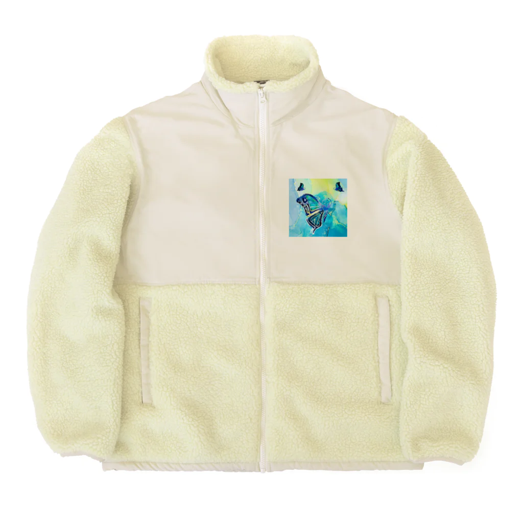 CCCHEART のbutterfly×Blue green Boa Fleece Jacket