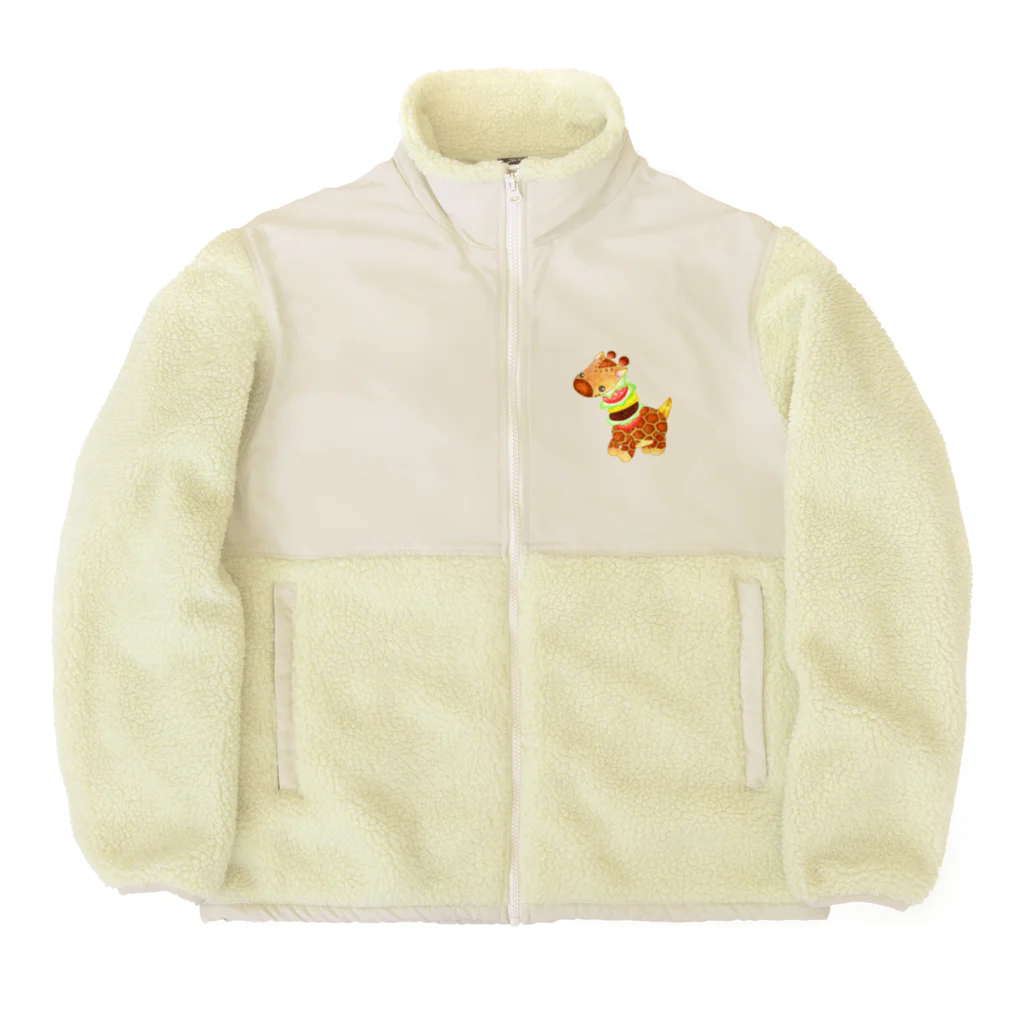 satoayaのアニマルカフェのフードアニマル　キリンバーガー Boa Fleece Jacket