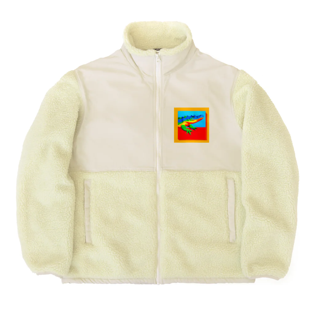 Ikujipappaのカラフルクロコダイル Boa Fleece Jacket