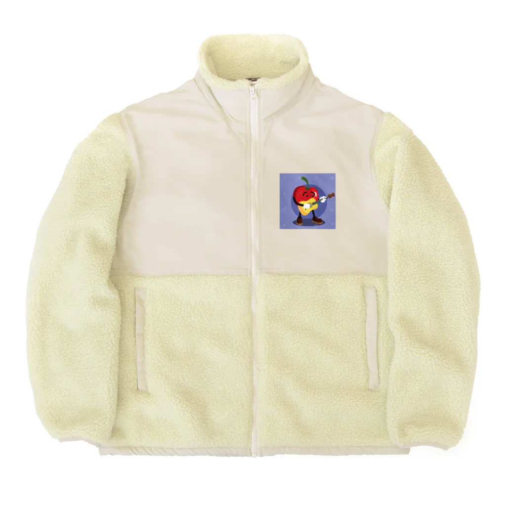 satomatoのイラストのギターを弾くトマトくん Boa Fleece Jacket