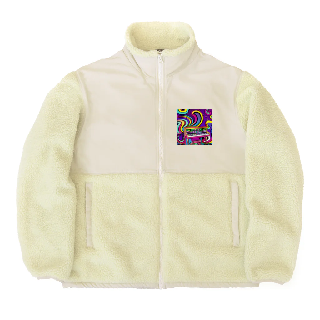 stugio_kの鮮やかなピアノ柄 Boa Fleece Jacket