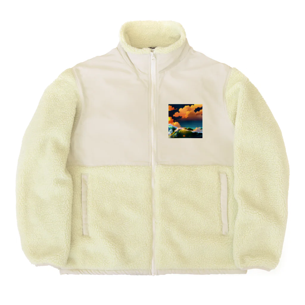 tetsuの海！朝日！ Boa Fleece Jacket