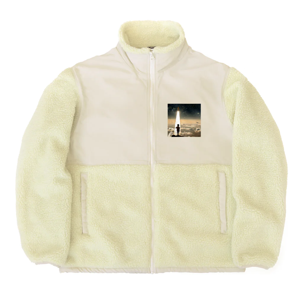 AI美女（appurin）公式グッズのスペースロケットと少年 Boa Fleece Jacket