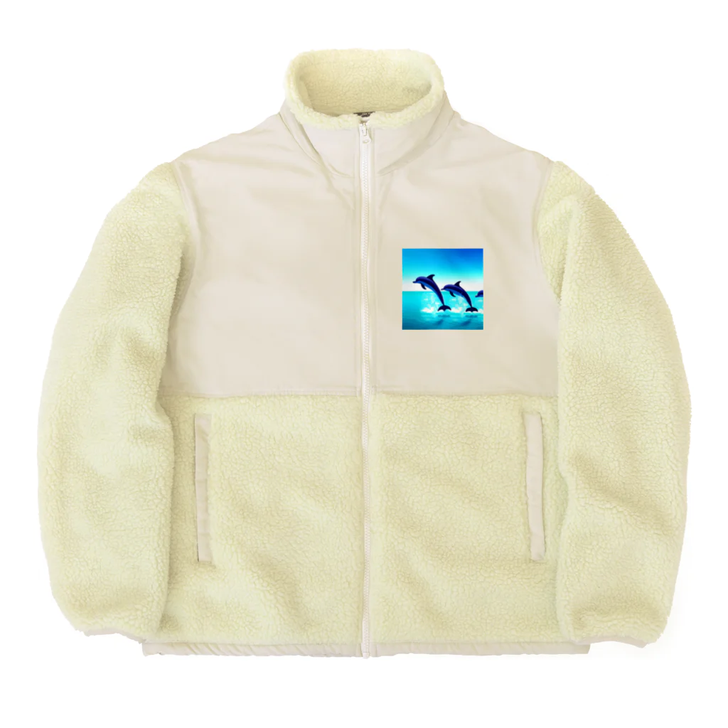 Warm houseの愉快なイルカたち Boa Fleece Jacket