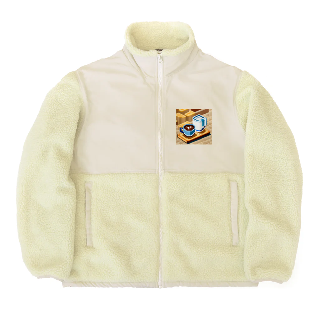 cunissaのドット絵コーヒーと電気ポット Boa Fleece Jacket