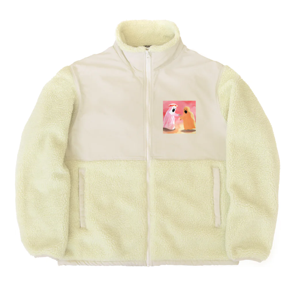 Tokyo Strawberryのみかん屋さんの苺オバケと蜜柑オバケ Boa Fleece Jacket