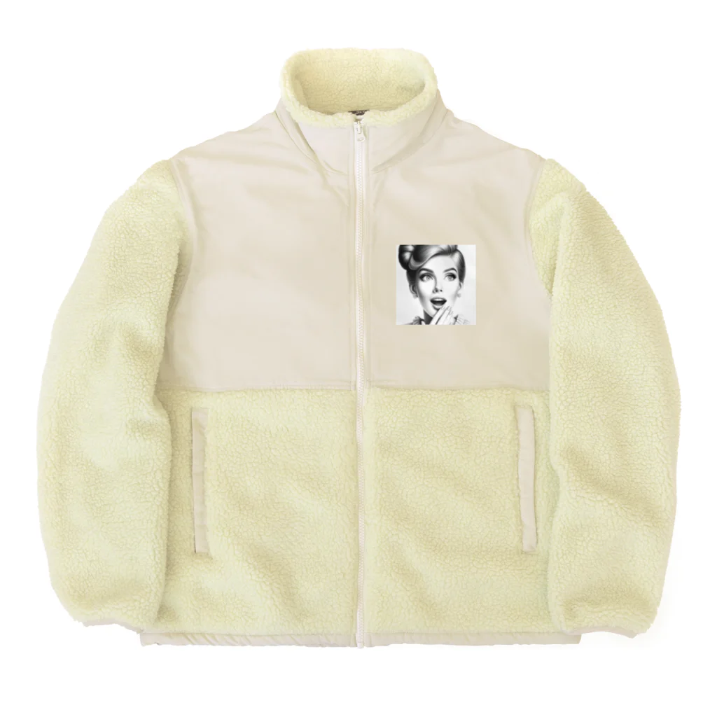 aoyama1964の驚く女性 Boa Fleece Jacket