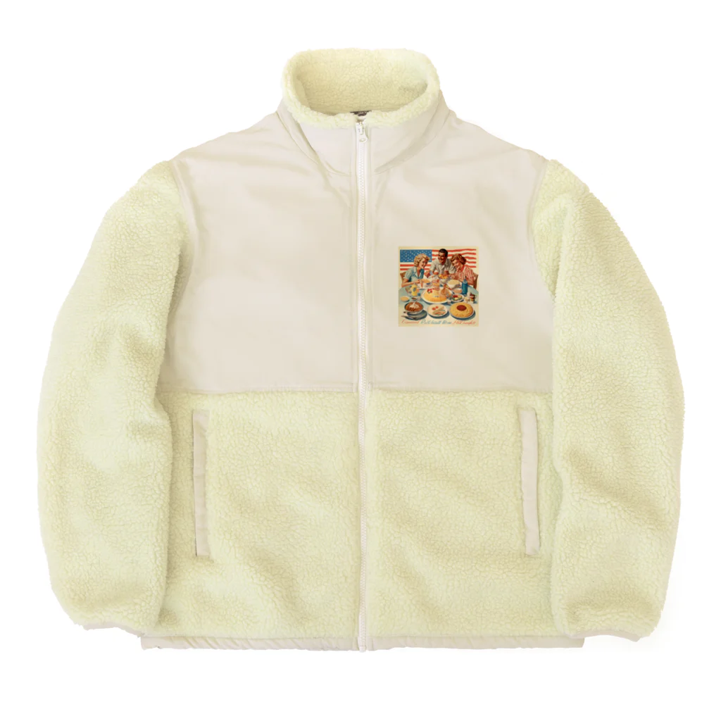 YW outfittersのアメリカン　ファミリー　レトロ　ポスター Boa Fleece Jacket