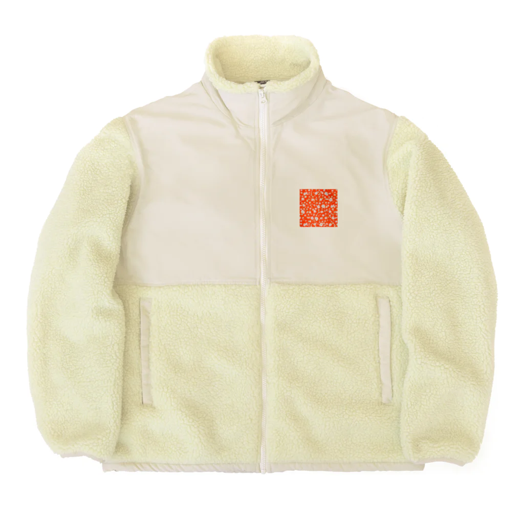 屋台 CLINICの北欧風フラワー（赤） Boa Fleece Jacket