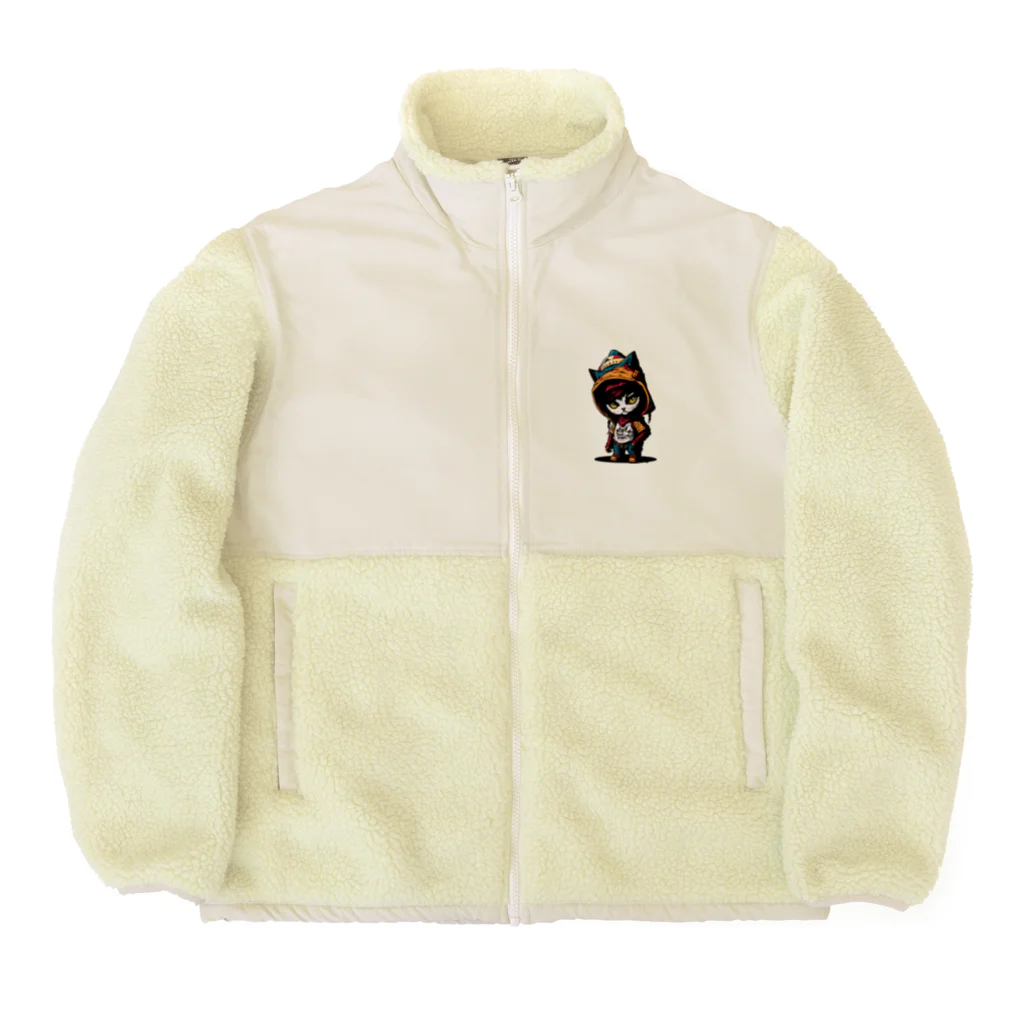 めんぼうさんやのちびネコ Boa Fleece Jacket