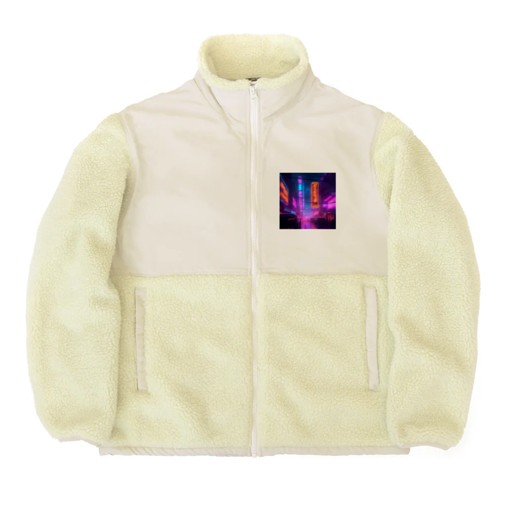 rico_121の雨のネオン街 Boa Fleece Jacket