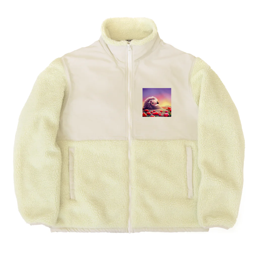 koba777のドット絵ハリネズミ Boa Fleece Jacket