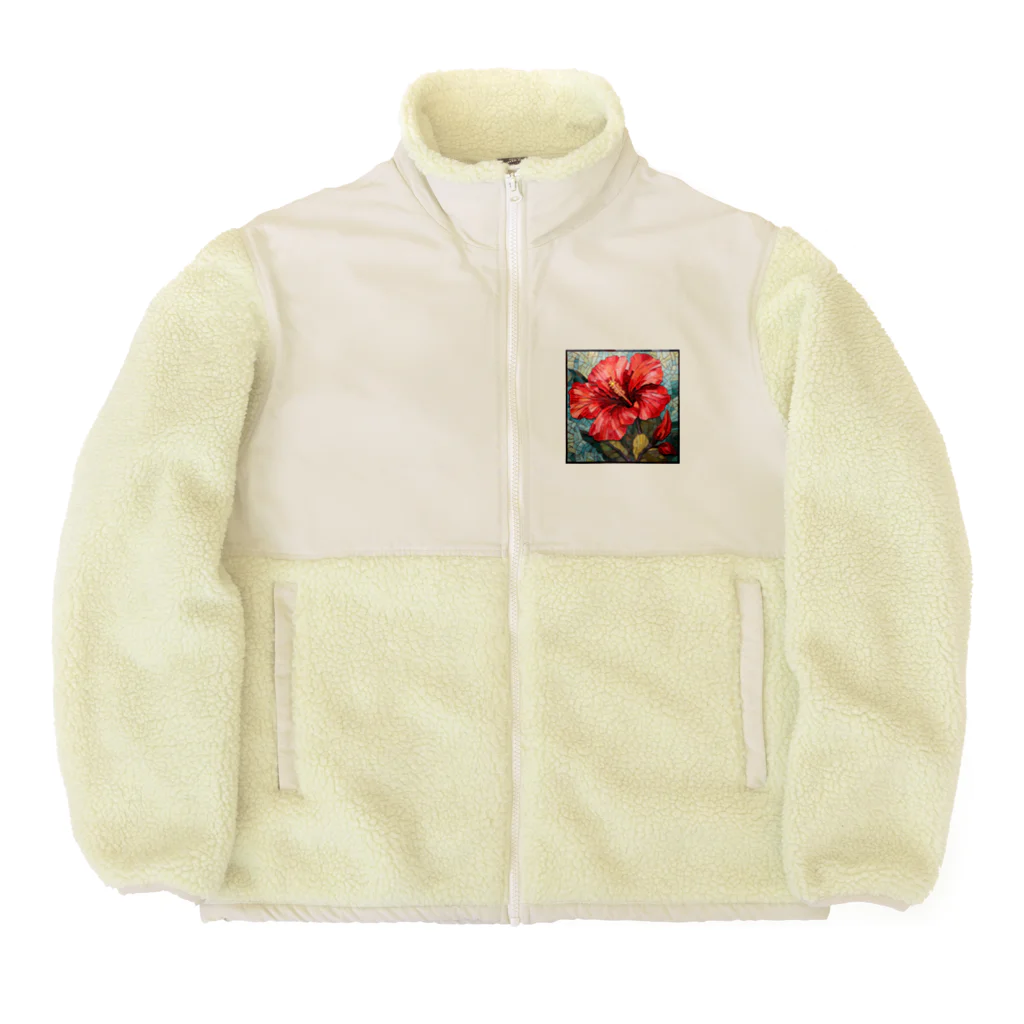 自然たいのハイビスカスめっちゃアップ Boa Fleece Jacket