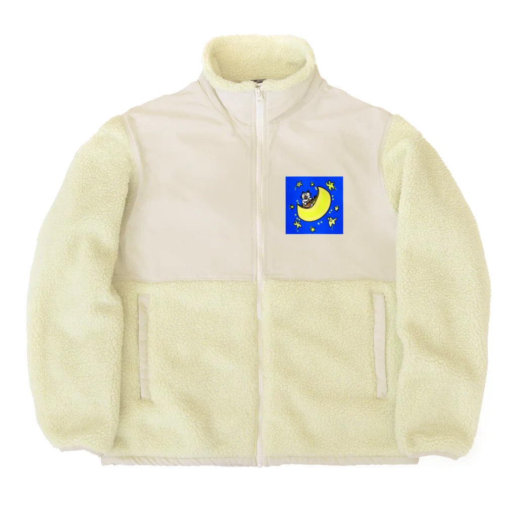 Number.14の月夜に歌うネコ Boa Fleece Jacket