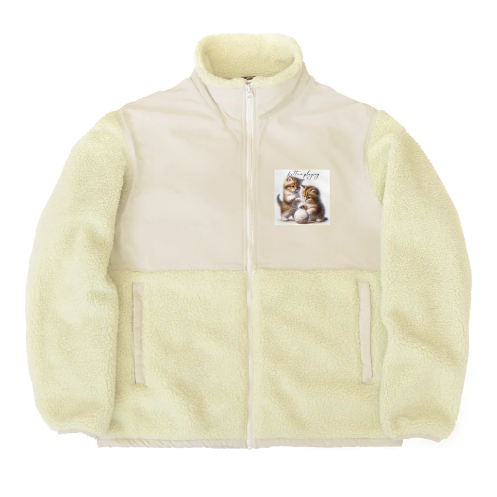 はんなり女史の毛糸玉と子猫 Boa Fleece Jacket