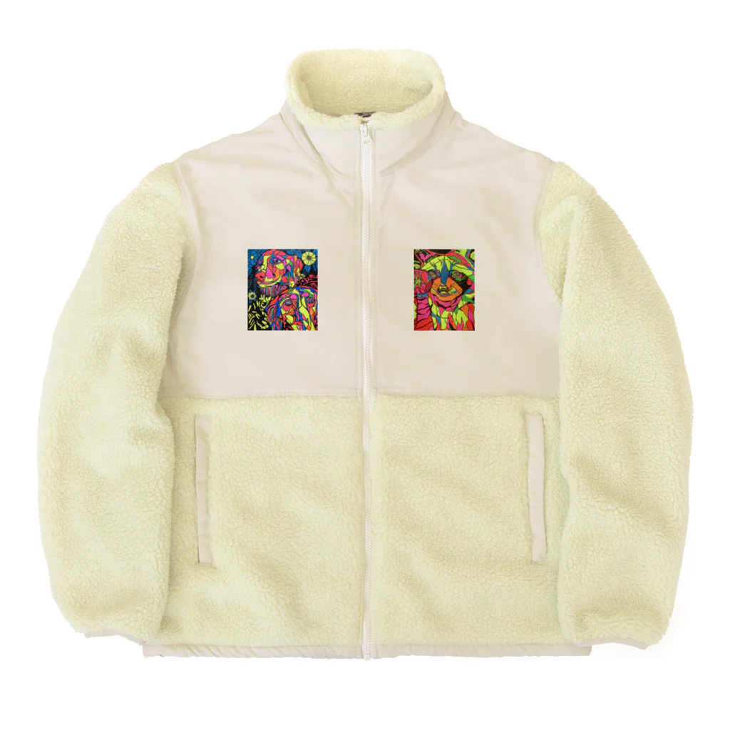 動物絵 Jamanakocic storeのトマトとアライグマカラフルアイテム Boa Fleece Jacket