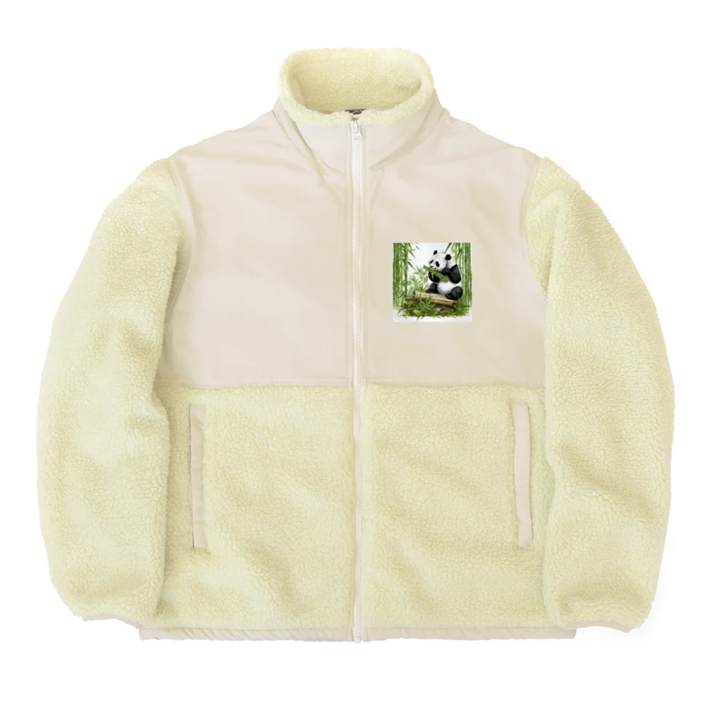 メガネボウズの笹パンダ Boa Fleece Jacket