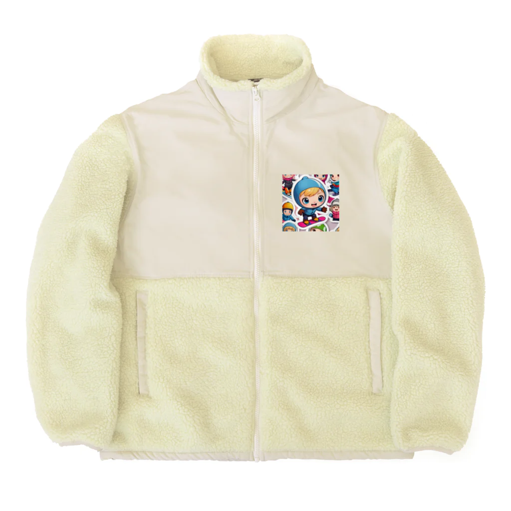 m222web-shopのスノーボードとキャラクターたちのイラストグッズ Boa Fleece Jacket