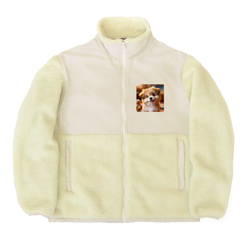 nick613の愛らしい小型犬が微笑みながらカメラに向かっている Boa Fleece Jacket