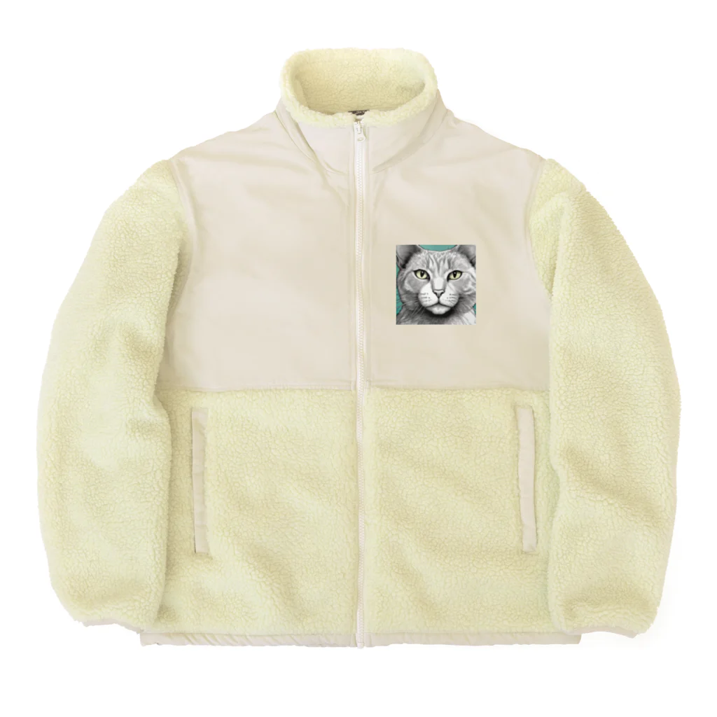 にゃんこーねこのドアップ猫 Boa Fleece Jacket