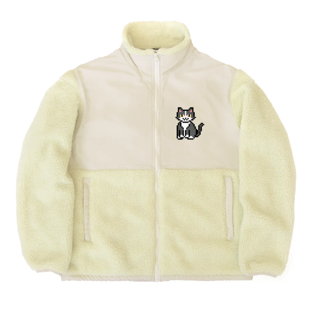 モチクマのハチワレ猫のドット絵 Boa Fleece Jacket