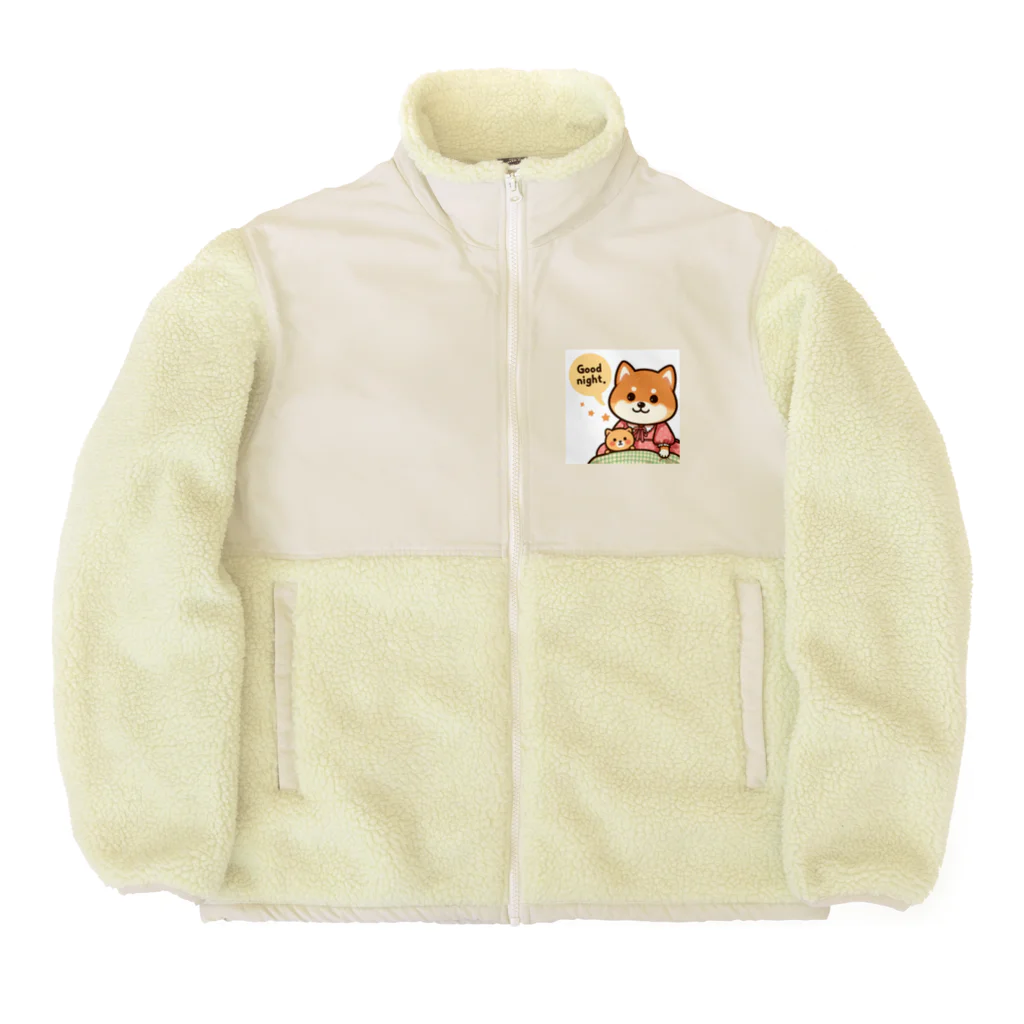 メアリーの今夜は可愛い柴犬スタンプで癒しの時間 Boa Fleece Jacket