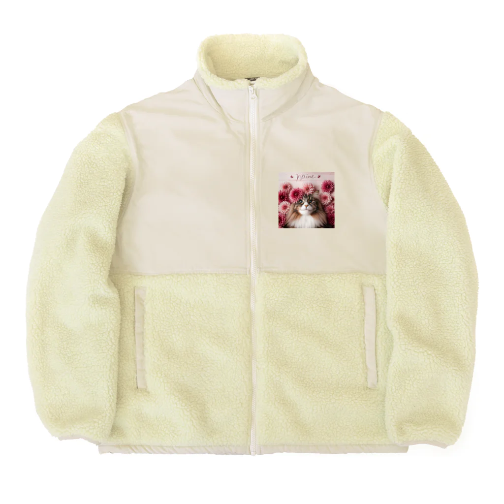 Y m @Y's shopの猫とダリア Boa Fleece Jacket