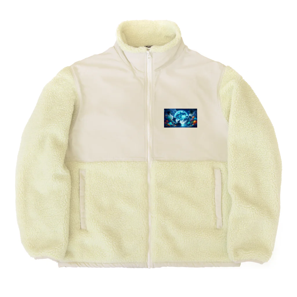 space catの月を見る猫イルカと共に Boa Fleece Jacket